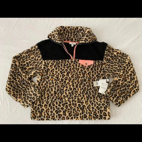 BP. Leopard Print Colorblock Fleece Pullover Sz XXS - Picture 6 of 7